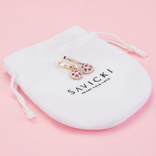 Kolczyki Savicki: dwukolorowe złoto, rubiny, diamenty